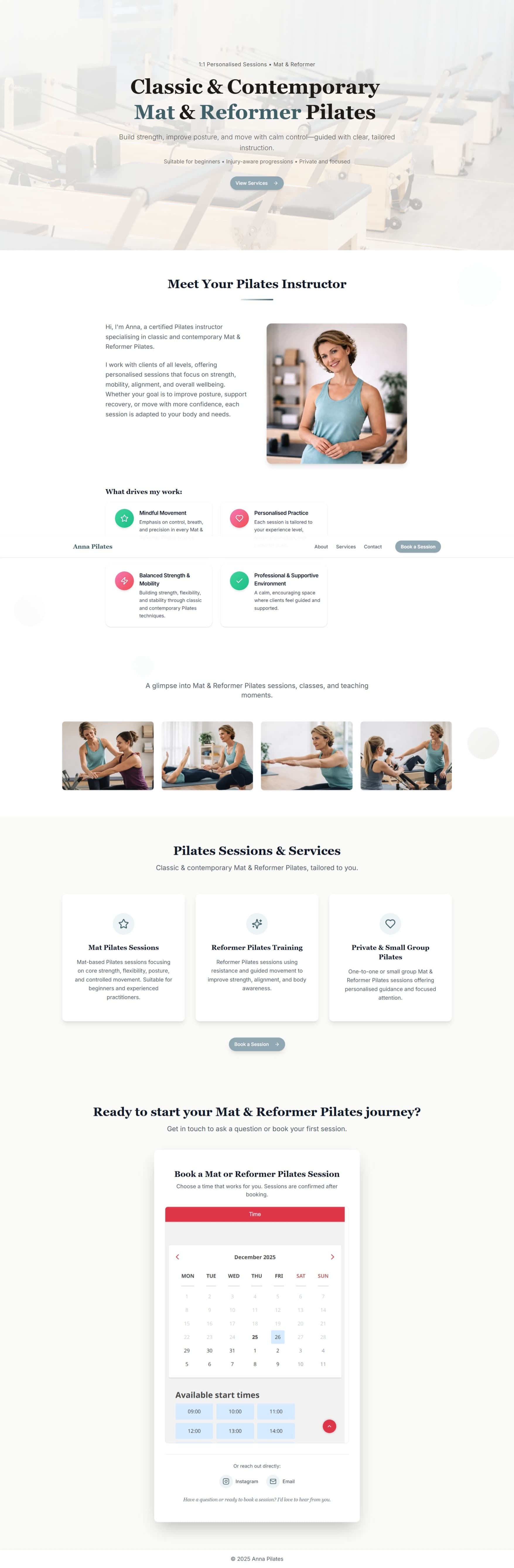 Pilates Instructor Website cover